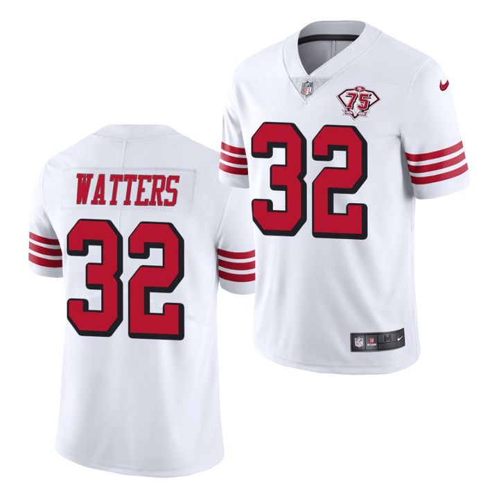 Men San Francisco 49ers 32 Ricky Watters White Nike 75th Anniversary Throwback Limited NFL Jersey